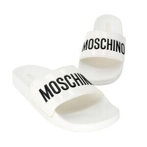 Moschino sz 40 Rubber Logo Slide Sandals MC-S0225P-0012